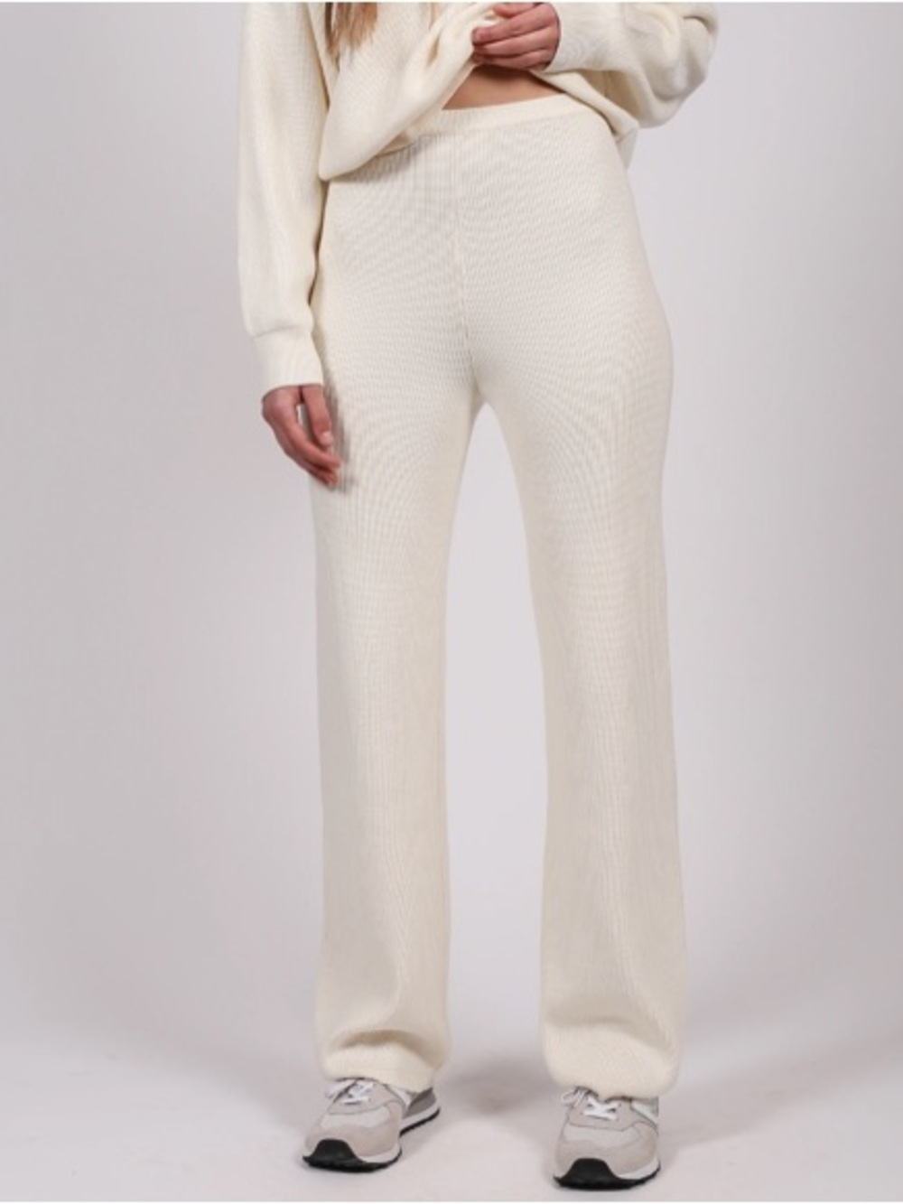 BNWT Brunette The Label Ribbed Knit Pants Cream | Size XL/2XL